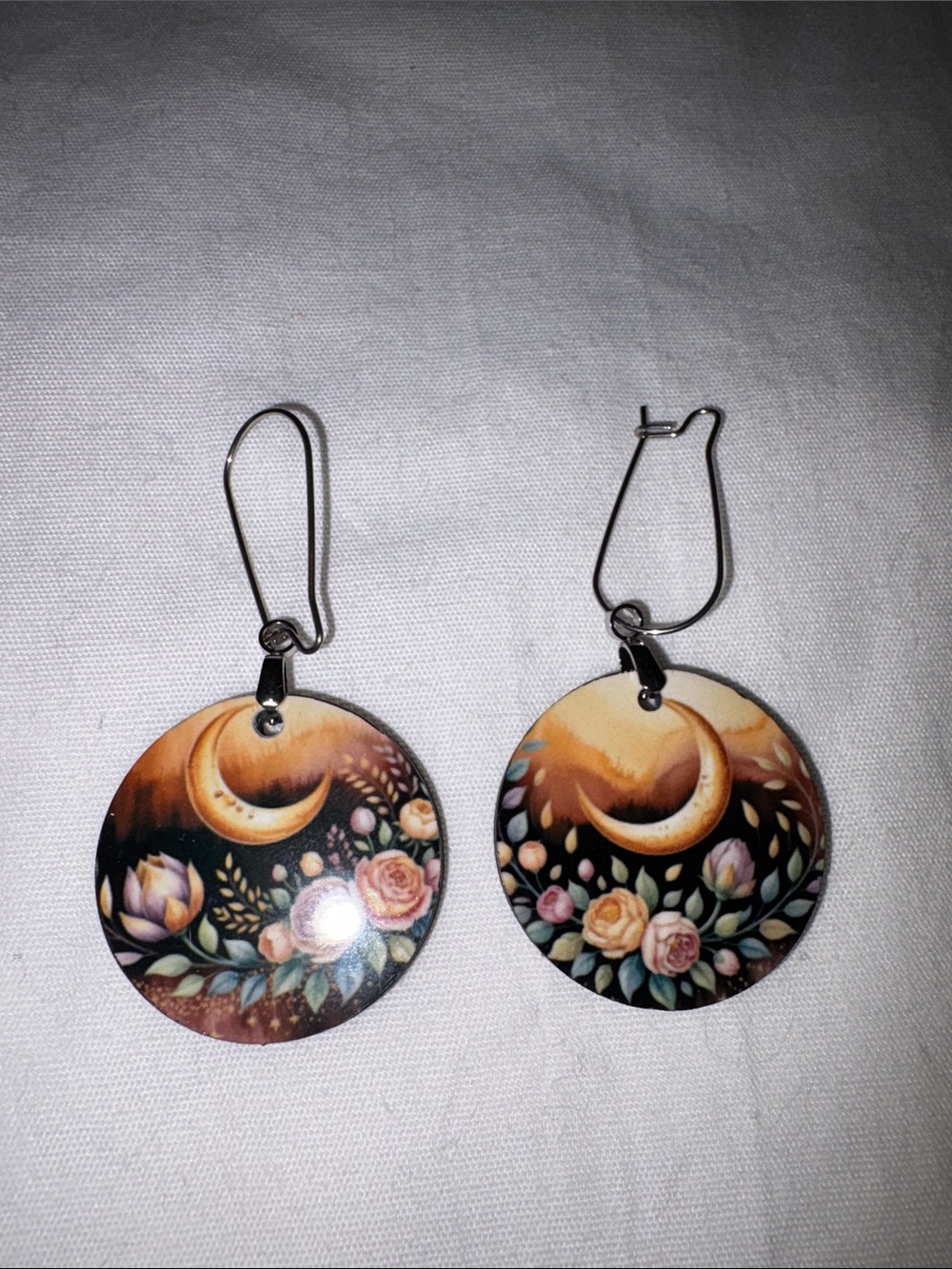 Moon and flower earrings
